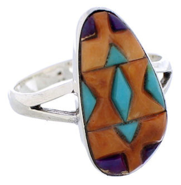 Authentic Sterling Silver Multicolor Jewelry Ring Size 7-3/4 WX41848